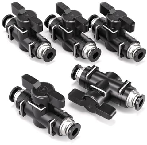 Bwintech 2 Piezas 4mm Válvula de Bola Neumática Push to Connect Racores BUC Válvula de Control de Flujo de Aire Racores Rectos de Conexión Rápida para Manguera de Aire