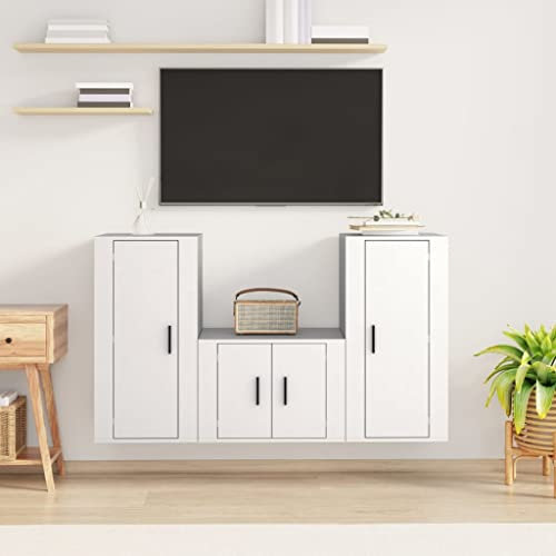 INLIFE 3188518 Ensemble meuble TV en bois Blanc 45,4 kg