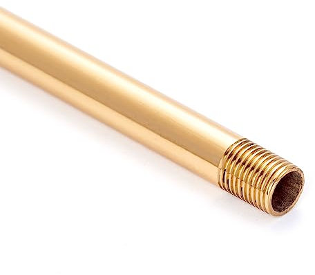 Tube pendule en laiton 130 cm avec 2 filetages M10 x 1, tube fileté rallonge (130 cm) pour tube de lampe laiton brillant