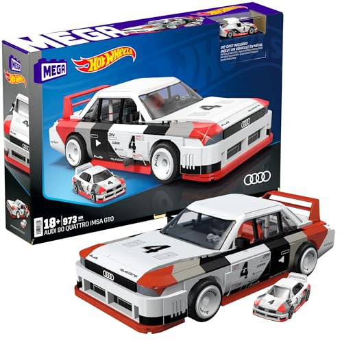 Mega Hot Wheels Audi 90 Quattro ISMA GTO Coche de Juguete de 973 Bloques de construcción, Incluye vehículo Die-Cast, +18 años (Mattel HRY20)