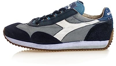 Diadora Heritage Herren Schuhe Equipe H Dirty Stone Wash Evo 174736 Grau Blau aus Canvas und Wildleder Farbe Nebel Blau, Nebel Blau, 47 EU