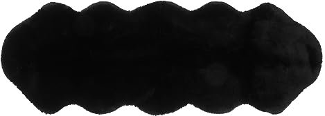 CB Home & Style Kunstfell Dekofell Teppich rosa grau Taupe Creme Sitzkissen Lammfellimitat Felloptik Verschiedene Größen Herz Wolke Tischläufer Läufer (Schwarz, 60 x 180 cm)