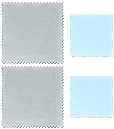 4Pcs Polishing Cloth, 2 Pcs Large Jewelry Cleaning Cloths, 2 Pcs Small Jewelry Cleaning Cloths, for Gold, Silver, Diamond, Platinum, Silverware, Watches and Coins