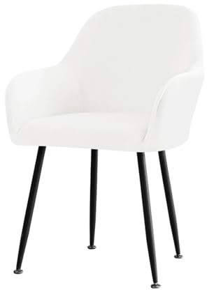 XHDZSW Esszimmerstuhl mit Armlehne Rückenlehne, Stuhlbezug Samt Stretch Stuhlhusse Esszimmerstuhlbezug Stretch Stuhlhussen,Sesselbezug Esszimmer Sitzfläche Schonbezug (Milchig Weiß,2)