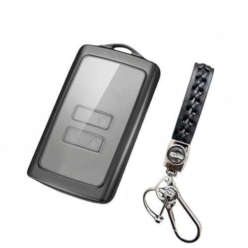 MEDZUK Coque Clé Compatible avec Renault Arkana RS Line 2019-2024 2025 Coque de Protection pour clé de Voiture TPU, Accessoire Étui pour Clés avec Porte-clés (Noir)