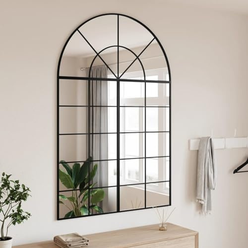 Homgoday Wandspiegel Schwarz 100 x 150 cm Eisenbogen, Badezimmerspiegel, Vanity Spiegel, Badezimmerspiegel, Wandspiegel für Badezimmer