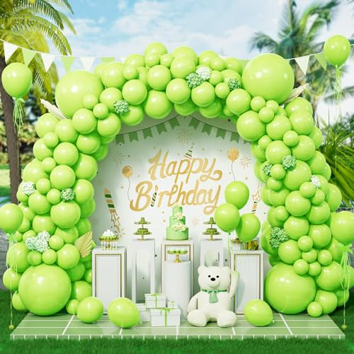 Eitolo Palloncini verdi, 143 pezzi, verde lime, kit ghirlanda ad arco per palloncini da 5/9/12/18 pollici di diverse dimensioni opachi frutta verde chiaro palloncini in lattice per ragazze festa di