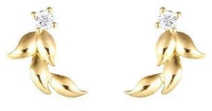 Epinki Gelbgold 18 Karat 750 Ohrstecker Echt Schmuck, Blatt Ohrstecker Weihnachten mit Diamant, 18K Gold Ohrringe Hängend