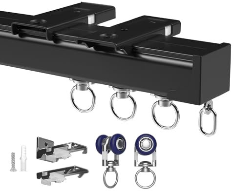 Binari Per Tende A Soffitto 50 200 400 600cm Bastoni Per Tende A Muro, Divisorio Binario Tenda Scorrevole Aste, Con Pulegge Pesanti Multiple, Per Doccia/Camper/Finestre