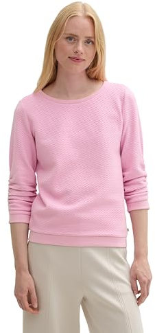 Tom Tailor Denim Damen Sweatshirt mit Raffarm & Struktur, 31646 - Soft Summer Pink, L
