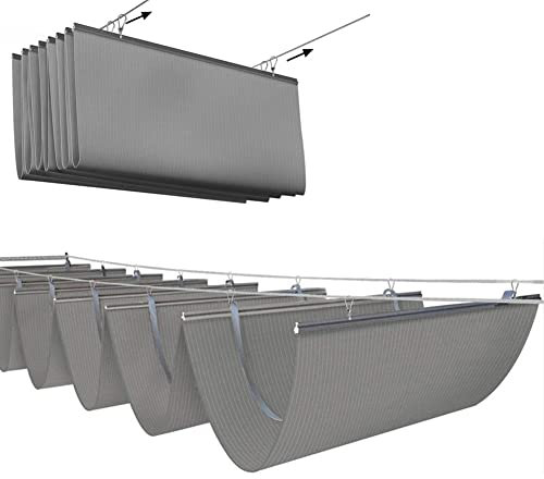 IBOWZ Markise Klemmmarkise Sonnensegel, einziehbares Sonnensegel, Slide Line Wave Shade Sail Markise, regensichere, UV-beständige Überdachung für Gartenterrassen, Decks, Pergola, anpassbar