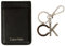 Calvin Klein CK porte-clés en métal avec anneau et mousqueton porte-carte adhésif dans une boîte cadeau en cuir article ZM0ZM02566, BAX Black/Nero, Taille unique