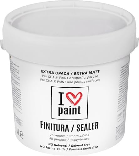 Extra Matter Professionell KLARLACK für Chalk Paint – Universal für poröse Oberflächen – Lösungsmittel und Formaldehydfrei – Wasserbasiert, geruchsneutral, abwaschbar, kratzfest I LOVE Paint (4 Liter)