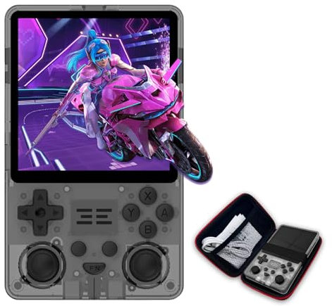 Retro Handheld Game Console, RTElectric 4-Inch IPS Screen, 5,000mAh Battery with 10-Hour Playtime, Multiplayer Compatible, Portable Gaming Console with Case, Supports HD and TV Output (Black)