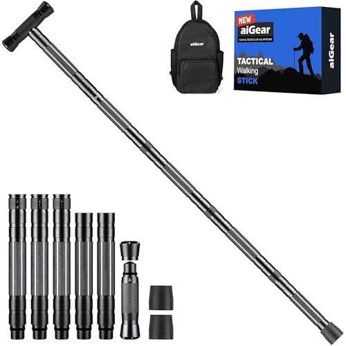 aiGear Wanderstöcke 5/6/7/8 Rohres Schwarz Aluminium mit 3 Wandern Zubehörs | Rutschfest und Stoßfest Trekking Stöcke, Walkingstöcke Multifunktionale Bergsteiger Ausrüstung, für Outdoor Wandern Geschenke