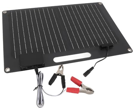 Fdit Panneau Solaire Portable 100 W avec 2 Sorties USB 12 V 24 V Rapide pour Batterie Externe, Téléphone Portable, Camping-Car, Voyage en Bateau, Exploitant Efficacement