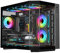 IONZ APEX - PC Gaming Case, M/ATX Mid Tower, Dual Chamber - Front I/O Type C, Tempered Glass (With 6 ARGB PWM Fans) - Black