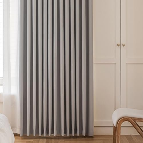 Bishilin Vorhänge Blickdicht Grau 137x274CM, Gardinen mit Ösen 2er Set Einfach Modern Verdunklungsvorhänge Schlafzimmer Wohnzimmer Kinderzimmer