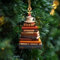 2D Flache Holz Weihnachtsbücher Ornament Weihnachtsbaum Form Bücherregal Anhänger 2024 Weihnachten Acryl Dekorationen für Weihnachtsbaum Hängende Dekorationen Bücher Gestapelt Ornament