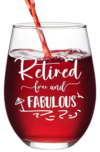 Joymaking Wine Glass Retirement Gifts - Retired Free and Fabulous, Retirement Gifts for Women, Leaving Gifts for Men Women, Retirement Decorations, Leaving Presents for Colleagues 17oz