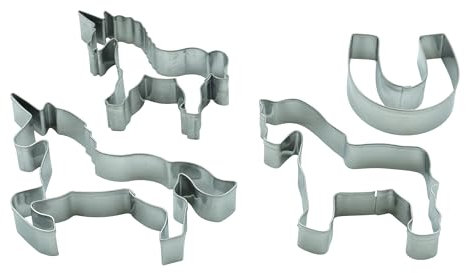 BekkiB - 4er-Set Ausstecher Einhorn, Pferd & Hufeisen - Spülmaschinengeeignete Ausstechformen aus Edelstahl - Zum Backen von Plätzchen - 8297