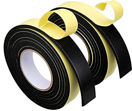 Dichtungsband Selbstklebend, Einseitiges Schaumstoffband, 0,5mm(D)/10m(L) Moosgummi Selbstklebend Selbstklebendesband für Tür Fenster, Anti-Kollision, Schalldämmung,Schwarz 25mm