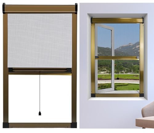 Zanzariera estensibile telaio alluminio Zanzariere regolabili per finestre di casa, zanzariere di ricambio ideali con telaio e maniglia in alluminio, zanzariera rimovibile durevole, installazione senz