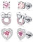 Adramata 3Paia Orecchini Bambina Acciaio Chirurgico Orecchini Anallergici Orecchini con Cuore Rosa Orecchini Set,S