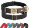 Didog Personalised PU Leather Dog Collar, Soft Durable Custom Dog Collars, Adjustable Dog Collar with Name Plate and Quick Released Metal Buckle for Small Medium Large Dogs, Black, L