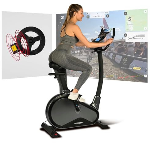 Christopeit Sport Ergometer EM 8000 - Induktionsbremssystem, 32-stufiger Widerstand, 21 Programme, Pulsmessung, LCD, Bluetooth