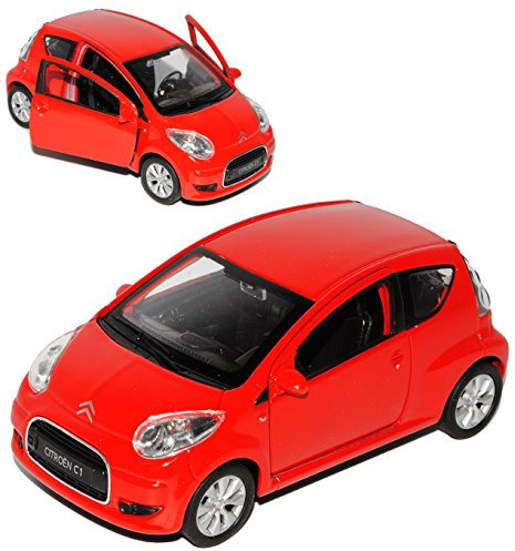 Welly Citroen C1 Rot 3 Türer Ab 2005 Baugleich T*o*y*o*t*a Aygo Peugeot 107 ca 1/43 1/36-1/46 Modell Auto mit individiuellem Wunschkennzeichen