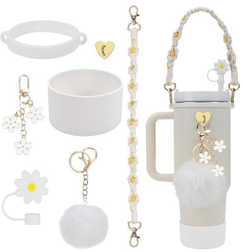 7PCS Accessories Set for Stanley Cup,Stanley Charms for Stanley Cup 30/40oz Tumbler,Water Bottle Decor,Straw Protector,Stanley Charms,Boho Braid,for Men,Women
