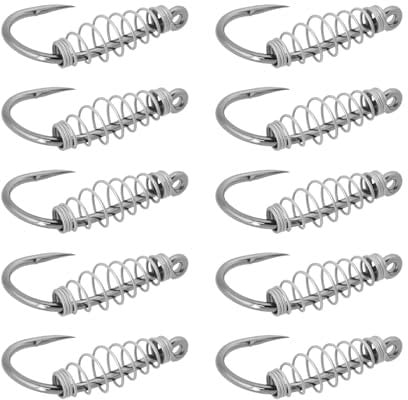 ECSiNG 40pcs Spring Hook Fish Hook Fishing Tackle Gear Catfish Fishing Hook Barded Fish Tackle Compatible with Power Bait Dough (Size #10)