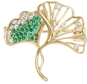 Ginkgo-Brosche, Persönlichkeits-Ansteckblume Silber für Ihre drei Leben, mit Aprikose-Anstecknadel-Zubehör, Metall Zink Acryl