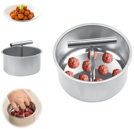 Ortviai Macchina per polpette in Acciaio Inossidabile, 12 Fori per polpette, estrusore per polpette da Cucina, Former per Polpette in Acciaio Inox, per Cucina, Polpette di Pesce, Polpette