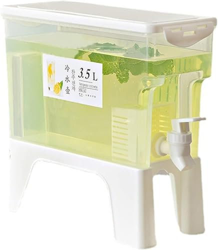 3.5L Plastic Drink Dispenser with Tap & Stand – BPA-Free Fridge Beverage Container for Water, Juice, Iced Tea, Infused Drinks | Anti-Clog Cartridge & Smooth Pour