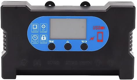 Controller di carica solare Yueyashux Riconoscimento automatico Auto regolatore di carica a batteria del pannello solare con doppia porta di tipo C per una batteria a ioni di litio (50a)