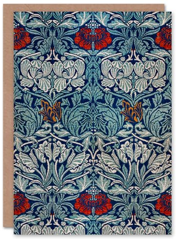 Artery8 William Morris Art Card Tulip and Rose Floral Pattern