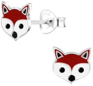 Monkimau Mädchen Ohrringe Fuchs | Ohrstecker aus 925 Sterling Silber | Kinderohrringe hypoallergen