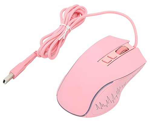 Keenso Gaming Maus RGB Hintergrundbeleuchtung Ergonomisches Design für Gaming Office Home, Wired Mouse 4 Einstellbare DPI -Laptop -PC Spielmäuse (PINK)