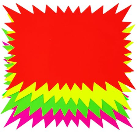 10 Preisschilder für Angebote und Aktionen für Geschäfte und kommerzielle Aktivitäten, 20 x 14 cm, verschiedene Farben