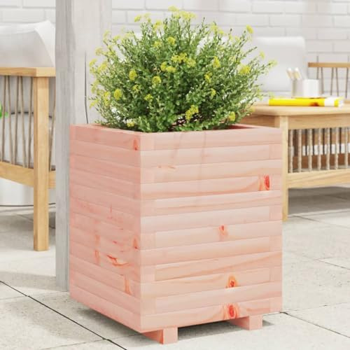 Gabionen Hochbeet, Pflanzkübel 40x40x49, 5 cm Massivholz Douglasie für Garten, Terrasse, Restaurants, Gewerbe