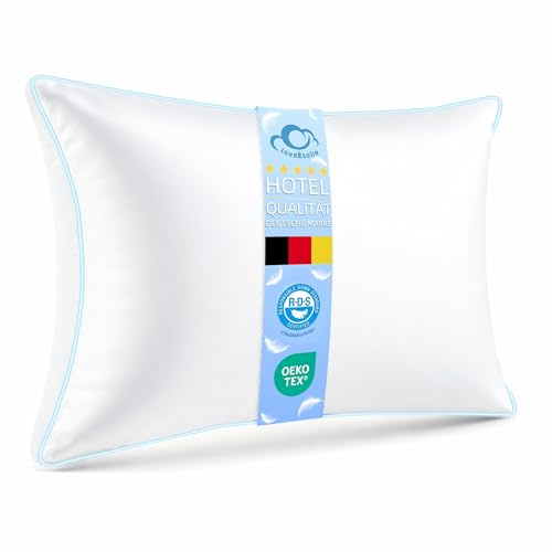 CloudÉtoile Daunenkissen 40x80 Federkissen - Kopfkissen 40x80 cm Daunen und Federn Kissen in Hotelqualität - 3-Kammer Daunenkissen Schlafkissen Bettkissen Ökotex-Zertifiziert - Schlaf wie auf Wolken