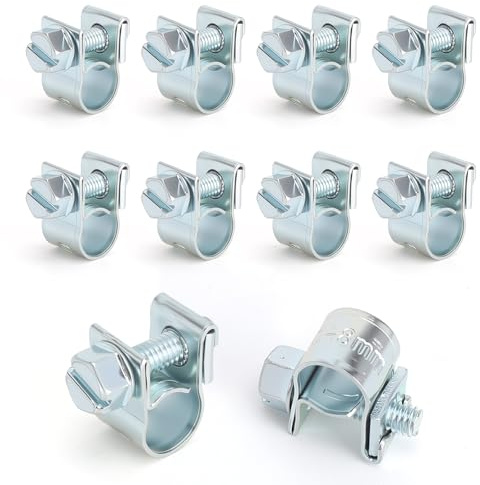 XRVRILE Set di 10 mini fascette stringitubo da 6 a 8 mm, regolabili e forti, piccolo zincato, a iniezione di carburante, fascette per tubo di scarico del carburante, tubo di scarico benzina