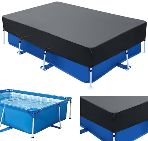 BIZOI Schwimmbadabdeckung für Rechteckige, 220 x 150 cm Solarplane Poolabdeckung Poolabdeckung Rechteckig, Abdeckplane Pool mit Schnüre für Rectangular Frame Pool Winddicht Staub Regendicht Langlebig