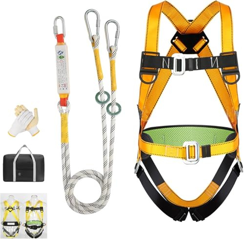 Absturzsicherungs-Lanyard, 2m/5,25 Fuß Kleine Stahl Schnalle Luftarbeits Nylon Sicherheitsgurtseil 500 kg Belastbarkeit,Absturzsicherung für Höhenarbeit