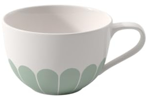 Villeroy & Boch – Fleur Cappuccino-Tasse, Maße: ca. 14,5 × 11 × 7 cm, Grün, spülmaschinenfest & mikrowellensicher, florales Dekor, Kaffeetasse aus Premium Porzellan