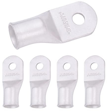 SELTERM 4/0 AWG (95 mm²) - 5/16 (M8) ⌀ Hole UL Marine Grade Wire Lugs, Battery Cable Ends, Tinned Copper Eyelets, Tubular Ring Terminal Connectors [B92] - 5 Pack
