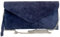LeahWard Women's Suede Leather Clutch Bag Genuine Leather Wedding Party Clutch Bags (Navy)