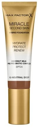 Max Factor Miracle Second Skin Hydrating Foundation, Neutral Deep - 30 ml